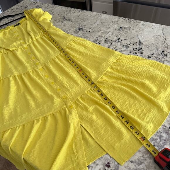 Lane Bryant Yellow Green Convertible Off-The-Shoulder Tiered Midi Dress 20 - Picture 12 of 12